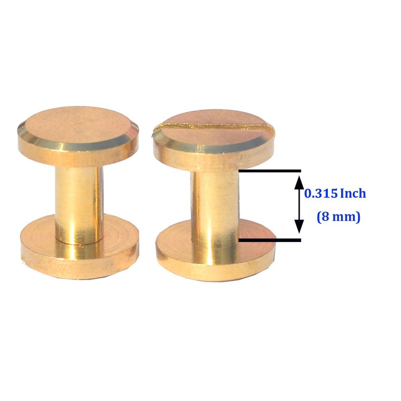 DGOL 50 Pairs Brass Backscrews Golden Leather Fasteners Sturdy Binding Rivets Belt Strap Collar Back Screws PU Studs Length (0.315 inch (8mm)) - Image 2